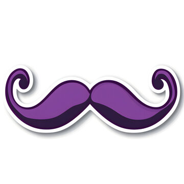 Modern Minimal Purple Moustache Sticker on White Background