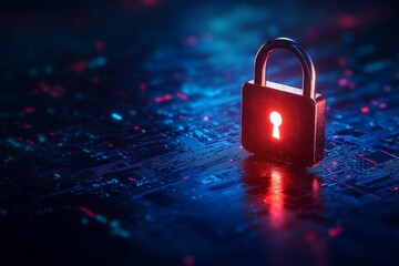 A secure padlock on digital background
