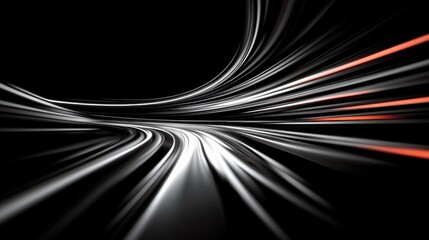 Dynamic abstract cityscape with fluid lines and glowing streaks against a dark background, creating a futuristic and energetic ambiance.