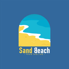 vector beach logo, sand beach illustration, summer beach vacation, surfing
