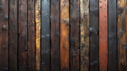 Dark Brown Weathered Wooden Texture Background. Vertical Planks with Aged, Rustic Appearance