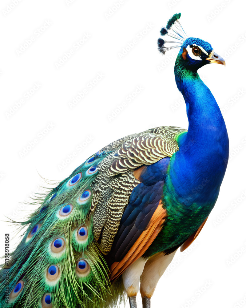 Aufkleber colorful peacock displaying vibrant feathers with intricate patterns in a natural setting during day