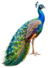 Obraz premium Colorful peacock displaying its vibrant plumage in a natural setting during daylight hours PNG transparent peacock, plumage, vibrant, colorful, bird, iridescent, feathers, natural, habitat, 