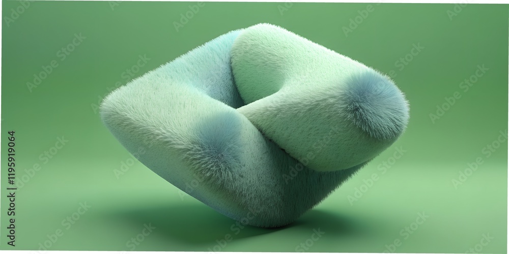 Poster intricate soft sculpture in shades of green displaying fluid shapes and textures created in a minima