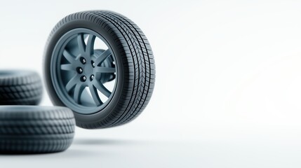 Car tire wheel and rim against a white background