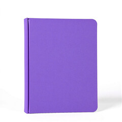 A vibrant purple binder with a smooth cover, centered and isolated on a white background.