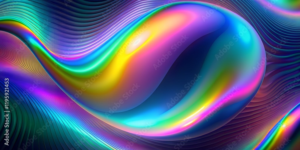 Poster colorful abstract swirl with vibrant curves and glossy texture created with digital art techniques