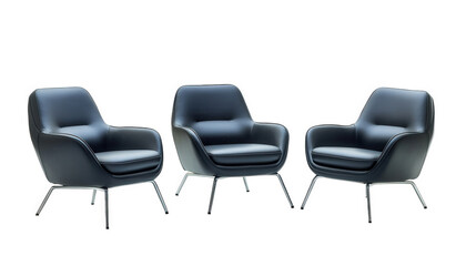 Obraz premium Modern Dark Leather Armchairs Office Lounge Furniture Set