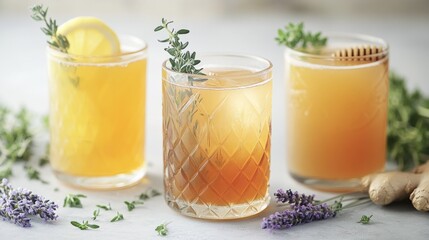 Refreshing Herbal Honey Ginger Cocktails