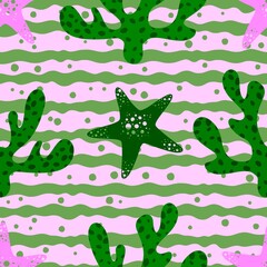 Ocean seamless star fish pattern for wrapping paper and fabrics and linens