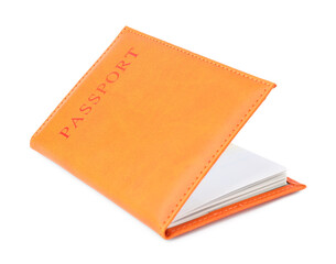 Passport in bright cover isolated on white