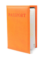 Passport in bright cover isolated on white