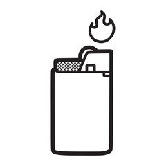 black and white image, vector, lighters with fire