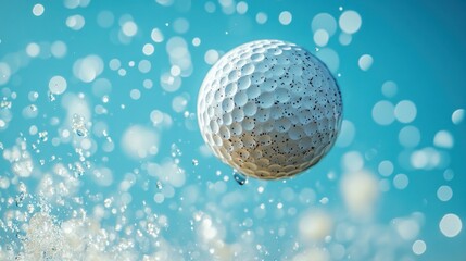Golf ball splashing, blue water, summer, sport, ad