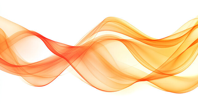 Abstract orange and yellow waves flowing on white background.