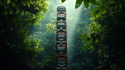 Rainforest Totem Pole Mystical Sunbeam