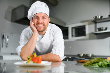 Professional Chef Working in a Famous Restaurant Kitchen