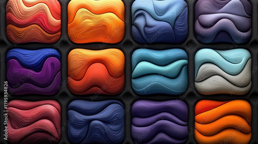 Poster abstract colorful wave pattern tile design