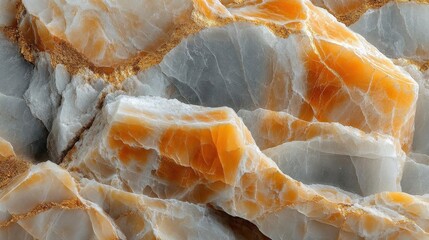 Detailed Close-up of Orange and Grey Stone with Gold Accents