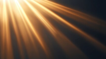 Obraz premium Warm golden rays of light spread across a dark background, creating a soothing and ethereal atmosphere reminiscent of a sunrise or heavenly glow.