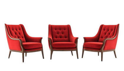 Elegant Red Velvet Armchairs Modern Classic Design Luxury Furniture Set