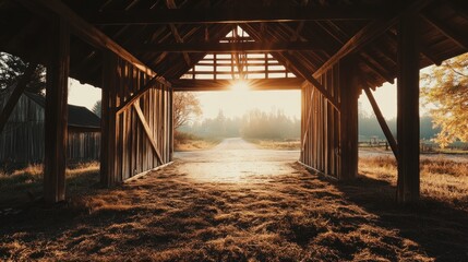 Sunrise Through a Barn