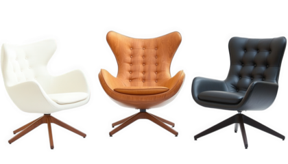 Modern Swivel Chairs White Brown Black Leather Mid Century Design Home Decor Furniture