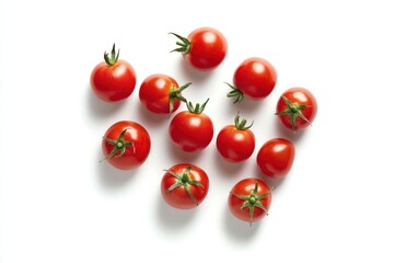 Red Cherry Tomatoes on White Background