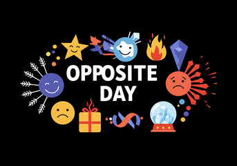 Fototapeta premium National Opposite Day. 25 January, national opposite day banner, poster, card. holiday concept. USA flag. Flat illustration. JPEG format