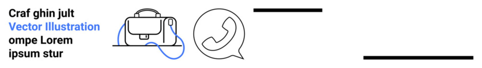 Briefcase icon with strap and phone icon within chat bubble. Ideal for business, communication, modern design, mobile apps, web development, user interfaces, and social media. Landing page