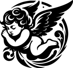 Angel of love, Cherub with wings isolated on white, vector art, ready for card or invitation, save the date party. valentine's day