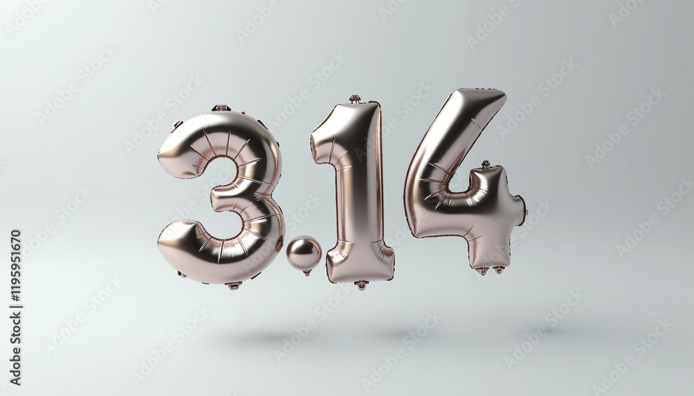 Poster Balloon numbers 3.14 on minimalist background
