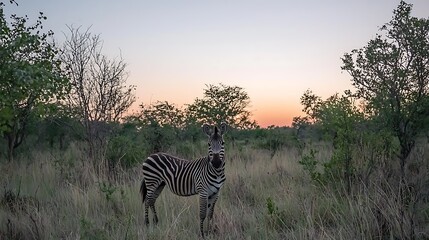 Sunset Zebra Savannah Africa Wildlife Photography