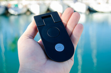 New black lever lock for the yacht's locker