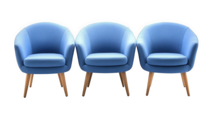 Modern Blue Armchairs Wooden Legs Waiting Room Interior Design Furniture Set
