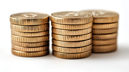 Stacks of golden coins money growth concept