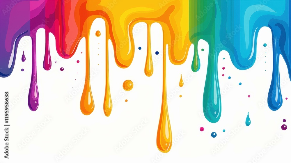 Poster vivid rainbow paint streams create a dynamic banner, showcasing a blend of colors that ignite the im