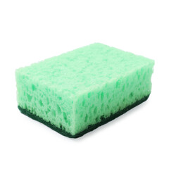 One green sponge isolated on white. Cleaning tool