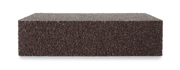 One brown sponge isolated on white. Cleaning supply