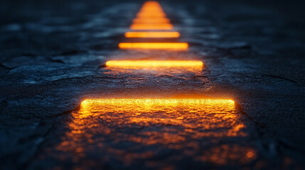 A single glowing line cutting through the darkness symbolizing progress, innovation, and the potential for success with a bright gold, silver, and white tone against a chaotic background
