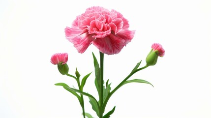 A vibrant pink carnation flower, featuring delicate petals, radiates beauty and charm in any bouquet or garden setting.