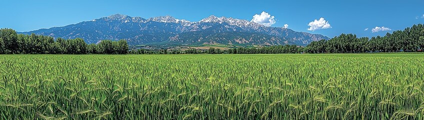 "Qinghai Tibet Plateau: Snow-Capped Mountains, Barley Fields, Blue Sky in Stunning 8K Realism"

