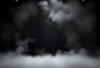 Fototapeta premium Minimalist Dark Stage with Rolling Mist and Soft Smoke Trails for a Mysterious Ambiance