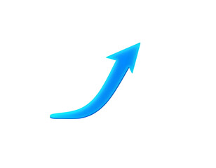 Dynamic 3D Blue Arrow with Faint Glow Symbolizing Progress and Growth on Transparent Background