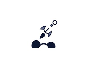 Simple Rocket Icon Representing Growth and Success, Ideal for Business Branding, Isolated on White Background