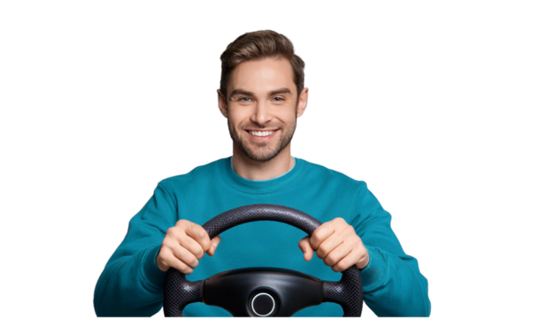 Un hombre conduciendo un coche