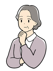 考えるシニア女性のイラスト