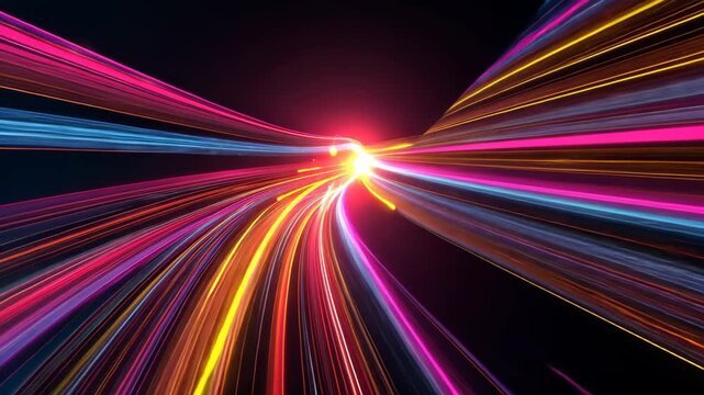 Dynamic abstract texture background with neon fiber optic lines. Ai Generated