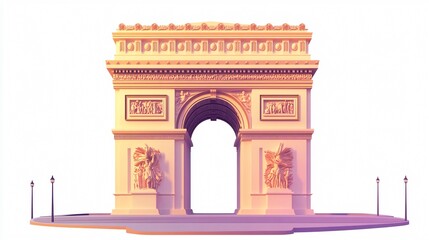 Fototapeta premium Iconic Arch of Triumph in Paris Isolated Wide Angle View Image