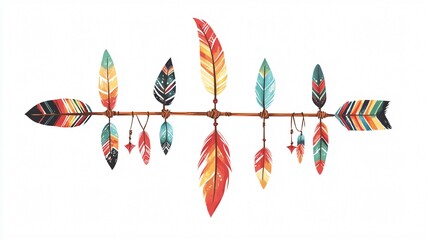 Fototapeta premium Boho Style Arrows with Feathers Wide Angle Decoration